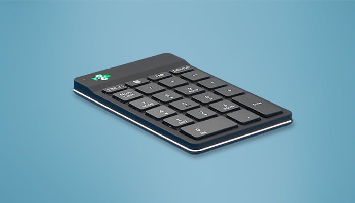 numeriek toetsenbord met blauwe achtergrond